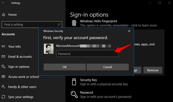 confirm windows hello pin removal