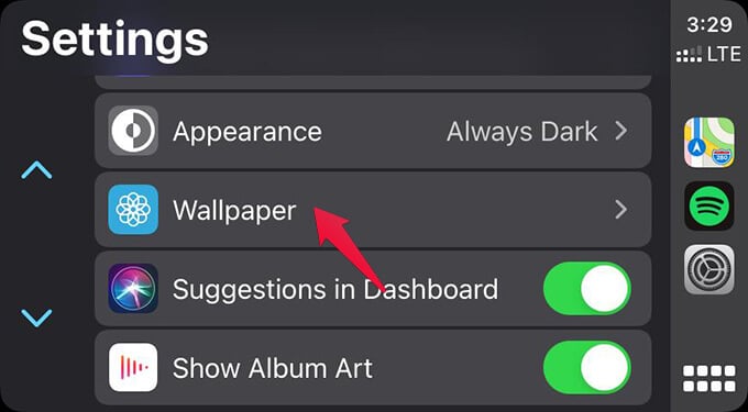 Tap Settings from Apple CarPlay Settings