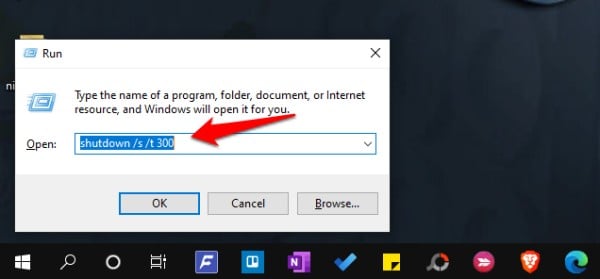 set shutdown timer windows 10