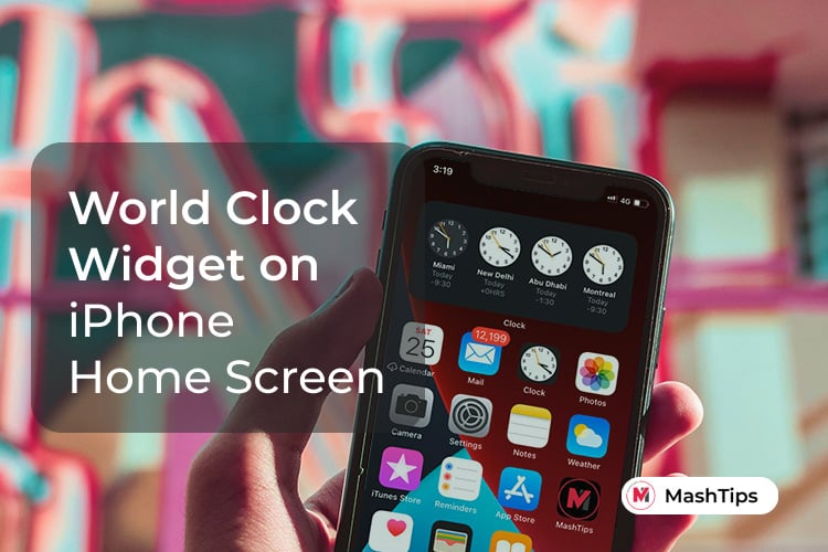 World Clock Widget on iPhone Home Screen