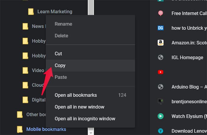Copy Mobile Bookmarks on Google Chrome