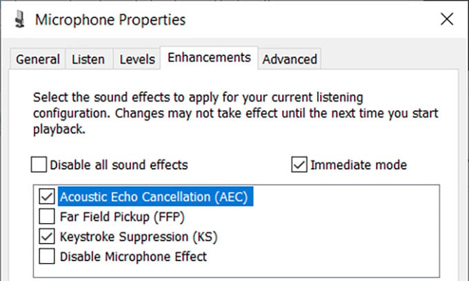 Microphone Enhancements on Windows 10
