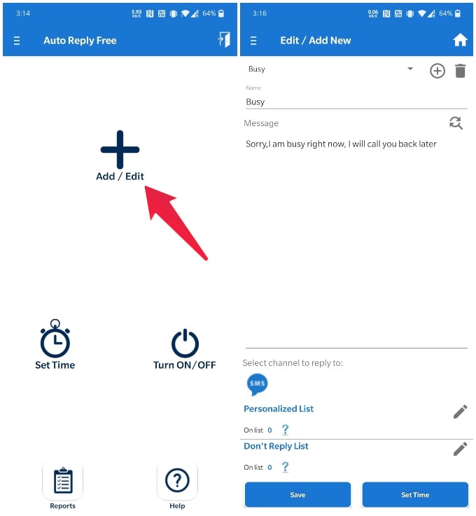 Add SMS Auto Reply New Rule