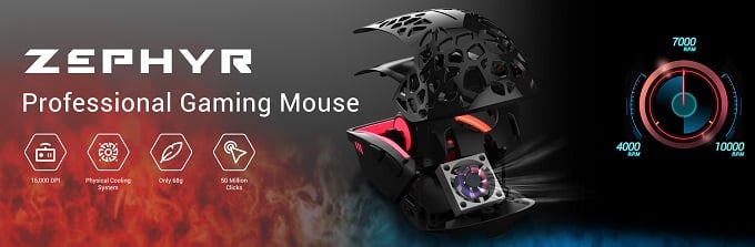 Zephyr Sweat Proof Gaming Mouse with Cooling Fan and RGB Light - 1