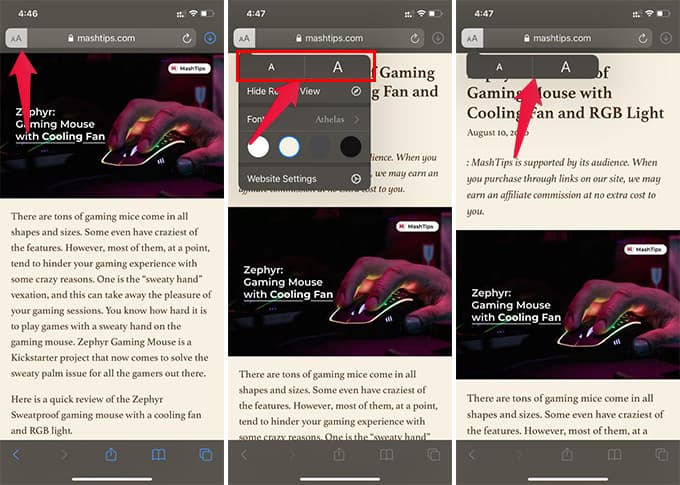 How to Get Reader View in Safari on iPhone and Customize It - MashTips