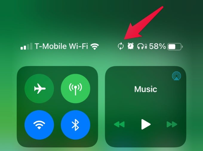 iPhone Control Panel Backup Icon