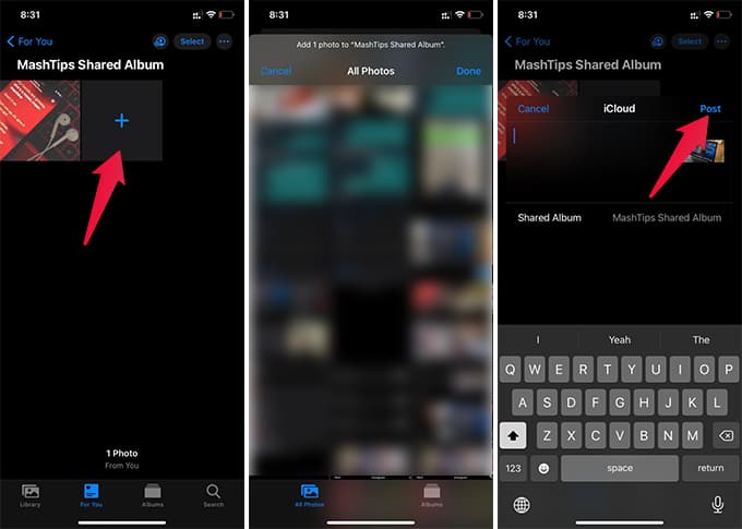 Add Images to iCloud Shared Album on iPhone