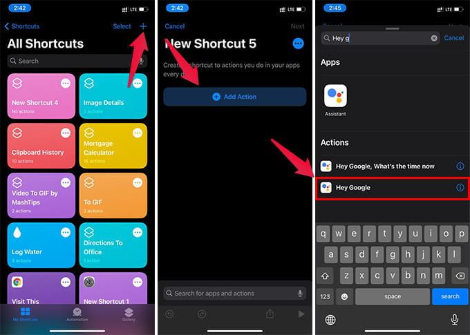 Create Shortcut with Google Assistant on iPhone