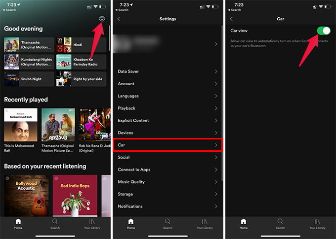 Enable or Disable Car View on Spotify