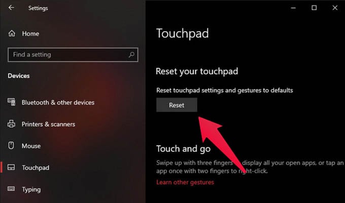 Reset Precision Touchpad Gestures Windows 10