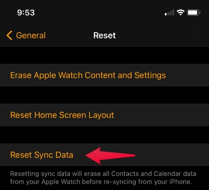 Reset Sync Data Apple Watch