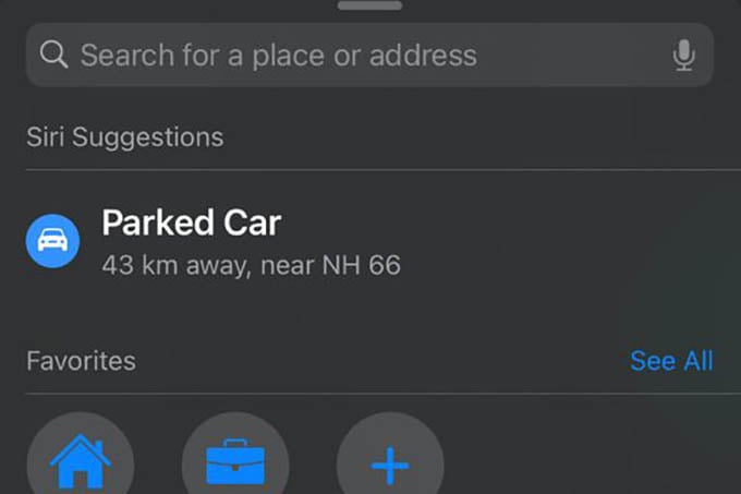 Show Parked Car Location on iPhone