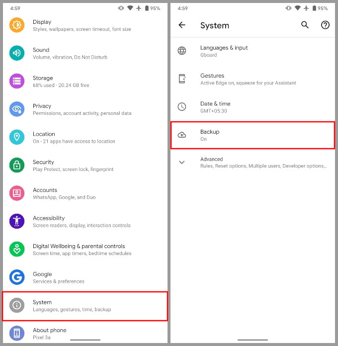 System Backup Settings Android