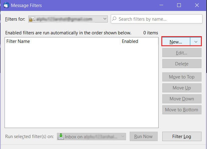 Add Message Filter in Thunderbird Windows 10