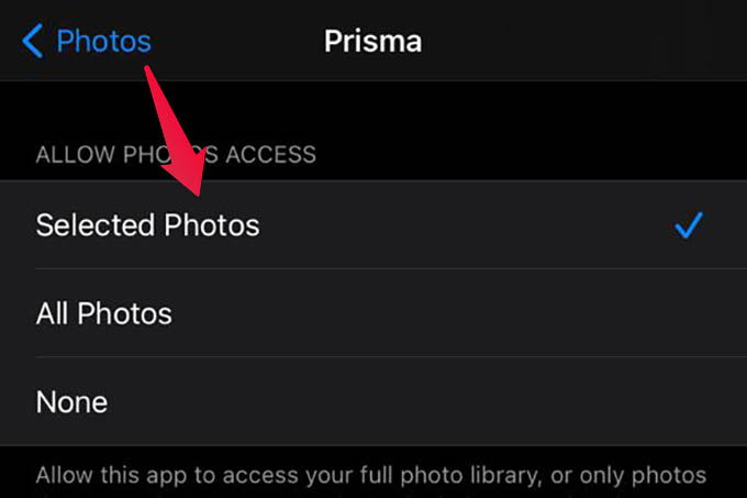Allow Selected Photos for Apps on iPhone