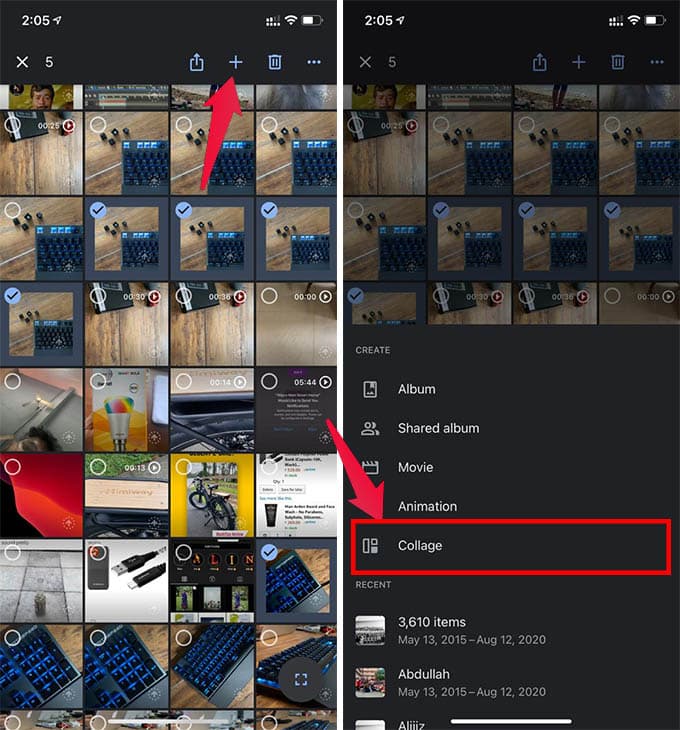 Create Photo Collage on iPhone with Google Photos