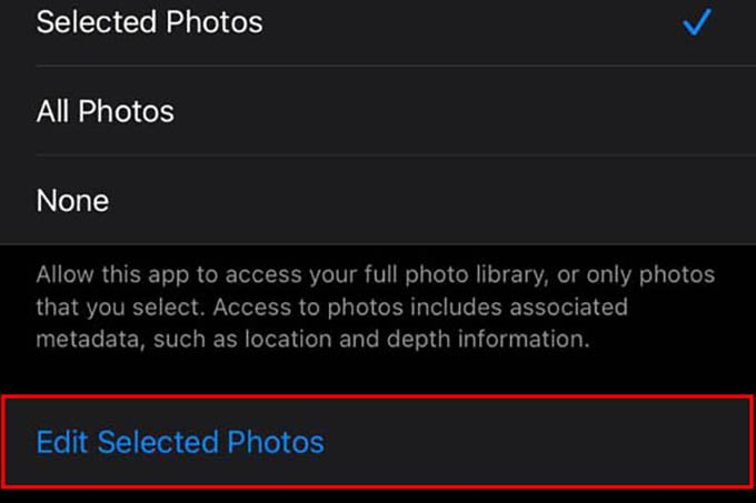 Edit Selected Photos Apps on iPhone