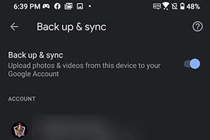 Enable Backup and Sync Google Photos