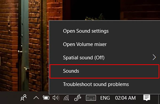 Go to Sounds Settings on Windows 10