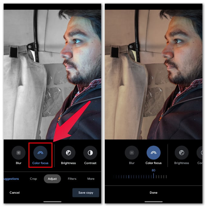 Adjust Color Pop in Google Photos