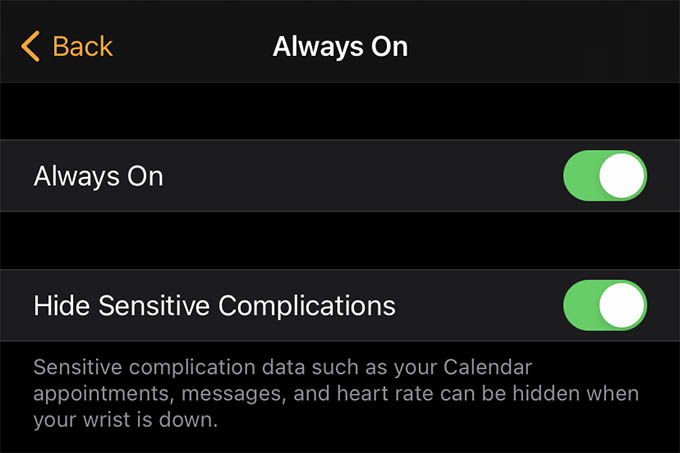 Hide Sensitive Information in Apple Watch Always On Display