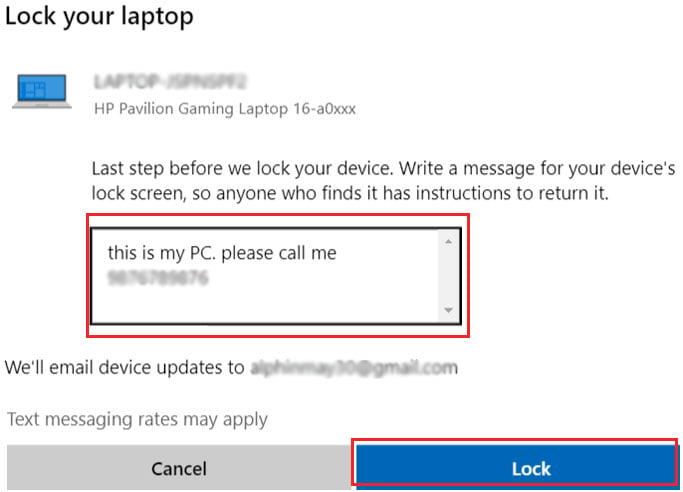 Lock Windows PC with a Message