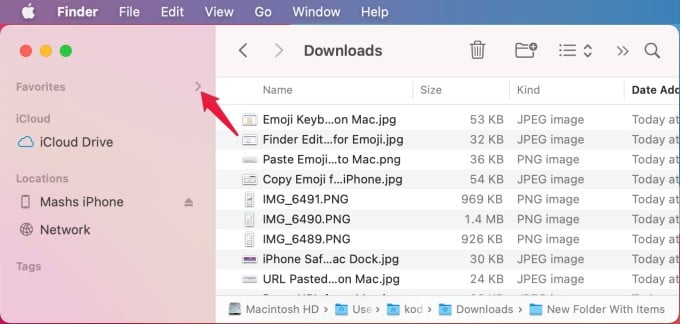 how to create favorites in mac finder window