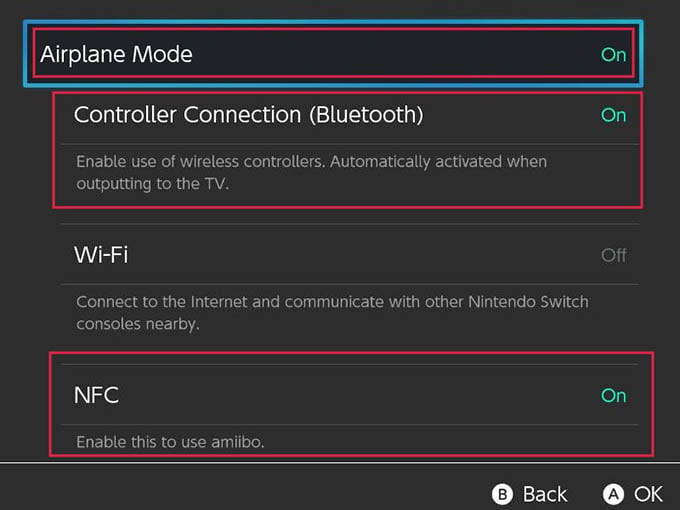 Nintendo Switch Airplane Mode Enable Settings