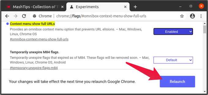 Restart Chrome after enabling flag