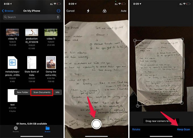 Scan Documents on iPhone Using Files App
