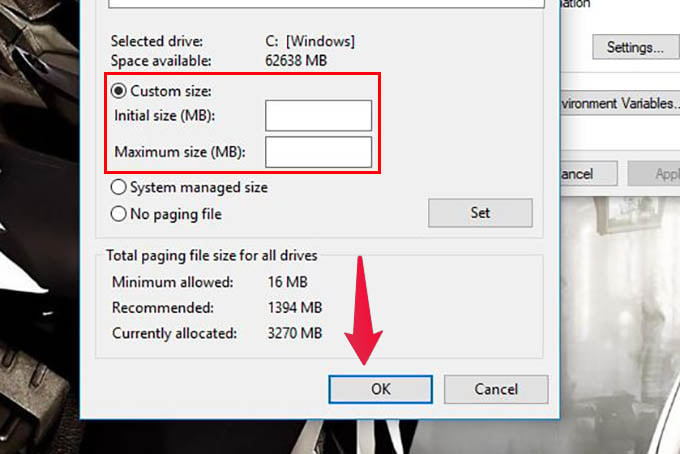 Set Custom Paging Size Windows 10