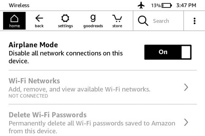 Airplane Mode In Kindle