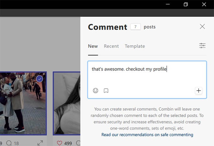 Comment on Others' Posts on Instagram Using Combin