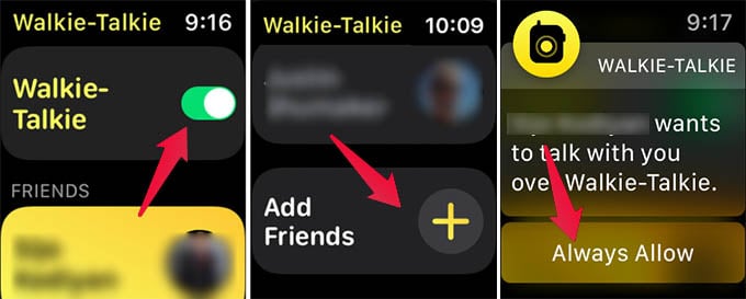 Enable Apple Watch Walkie Talkie and Add Friends