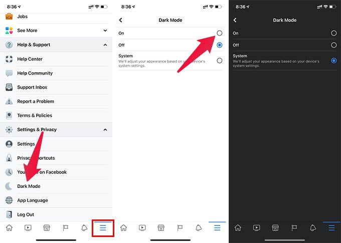 Enable Facebook Night Mode or facebook Dark Mode on iPhone and Android