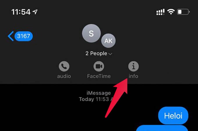 Go to iMessage Group Info on iPhone