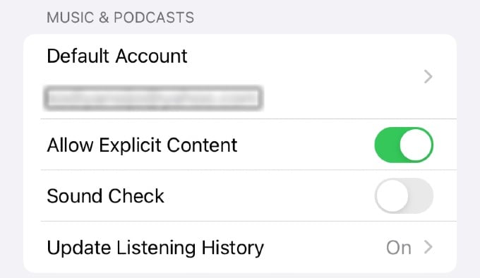 HomePod Music Podcasts Settings