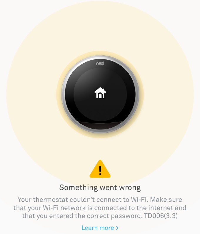Nest Thermostat W5 WiFi Error