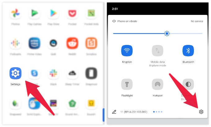how to open Settings on Google Pixel