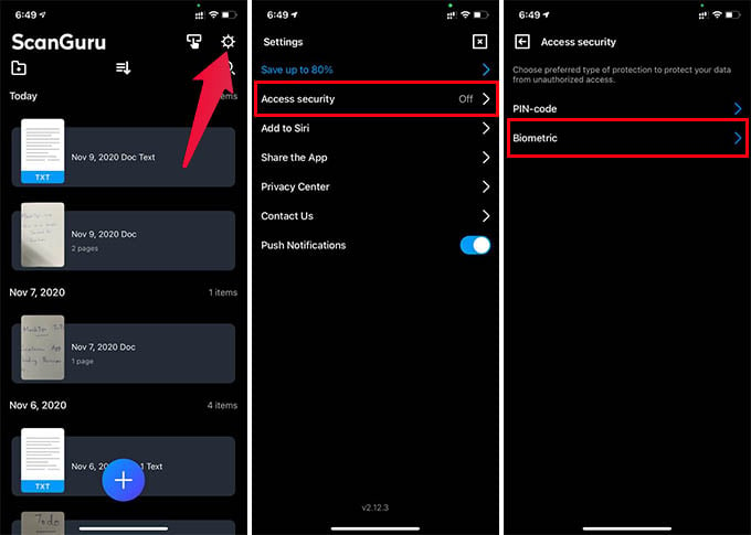 Protect Documents on ScanGuru with Face ID or Touch ID