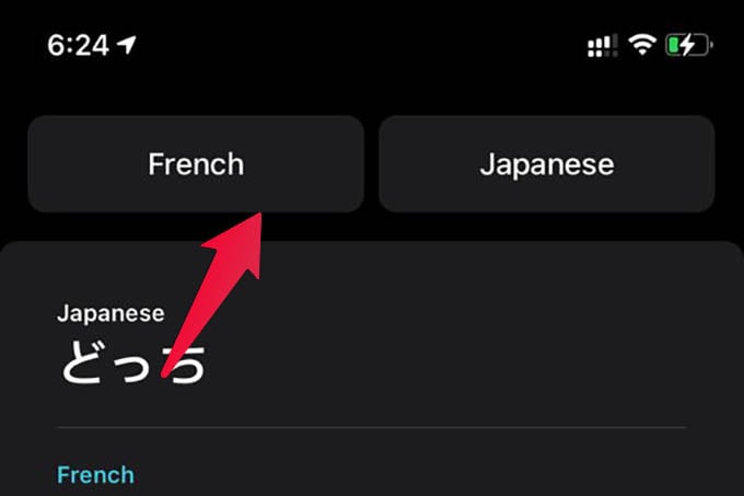 Select Language on iPhone Translate App