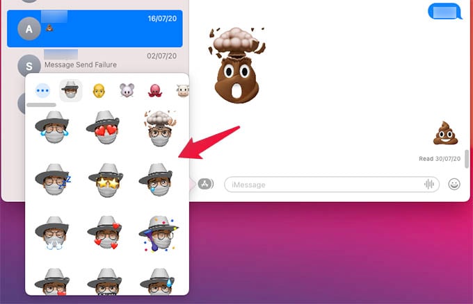 Send Memoji Stickers on iMessage on Mac