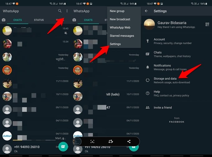 whatsapp storage management tool option