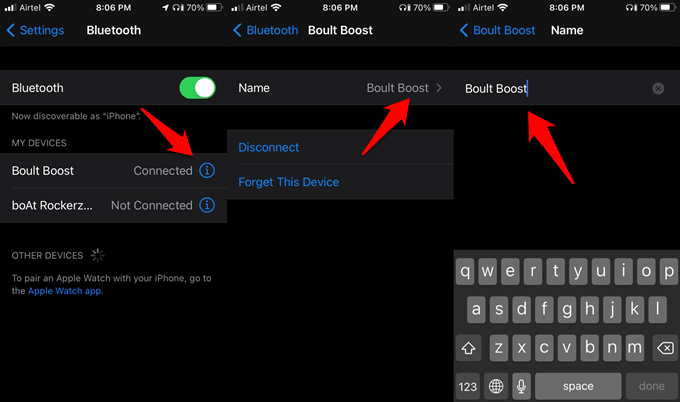 rename bluetooth device on iOS