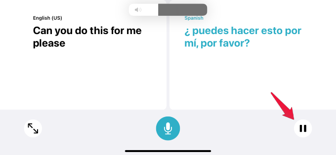 iPhone Translate App Play Pause Button