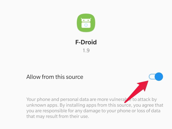 Allow app installs from F-Droid