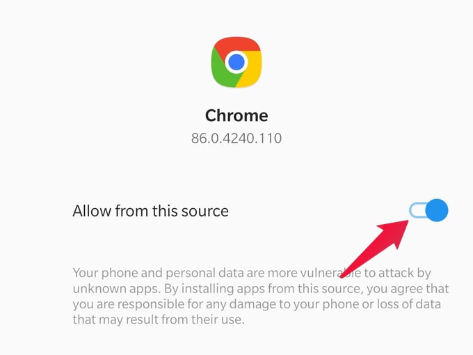Allow app installs from chrome