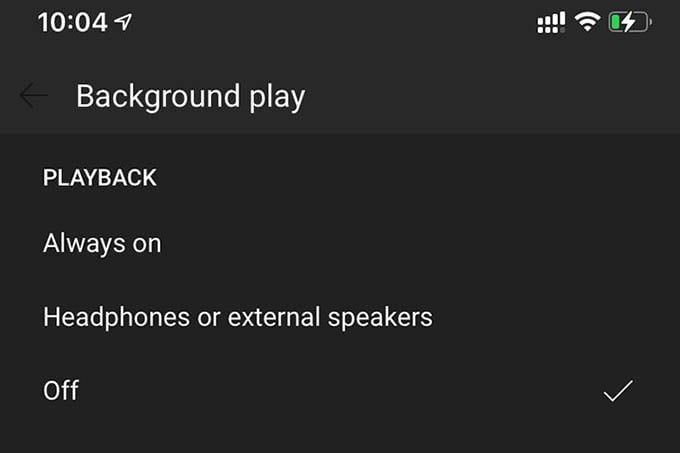 Disable YouTube Background Play