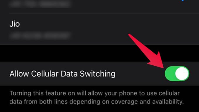 Enable Cellular Data Switching on iPhone