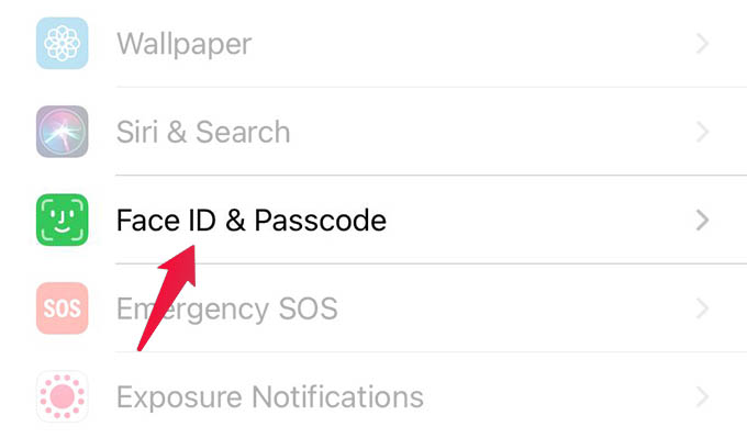 Face ID and Passcode Settings iPhone